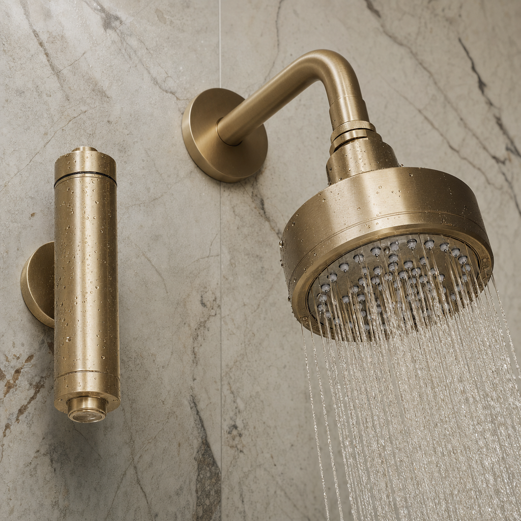 Solaro Haus refined detail: Oasis filtered shower fixture