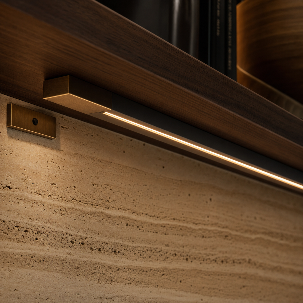 Solaro Haus refined detail: AuraSync architectural lighting finish