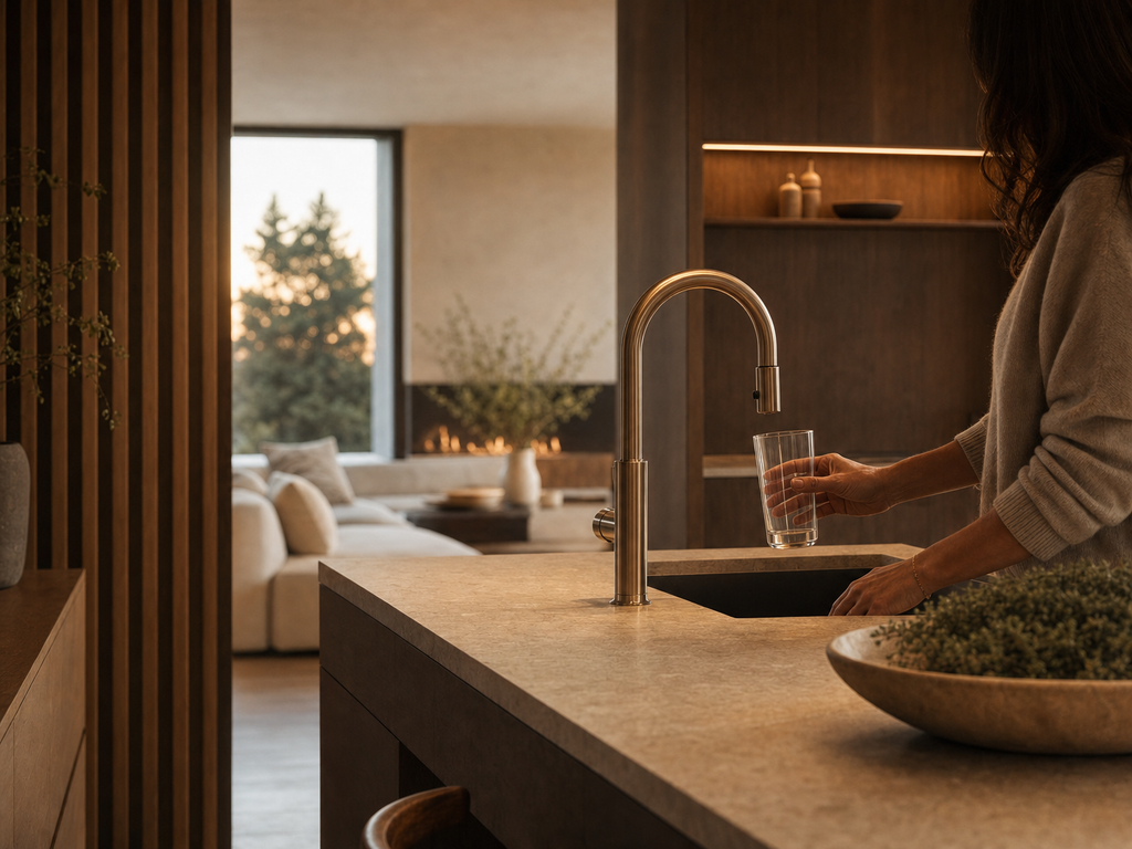 Aura Touchless Faucet Suite — Premium kitchen faucet lifestyle view