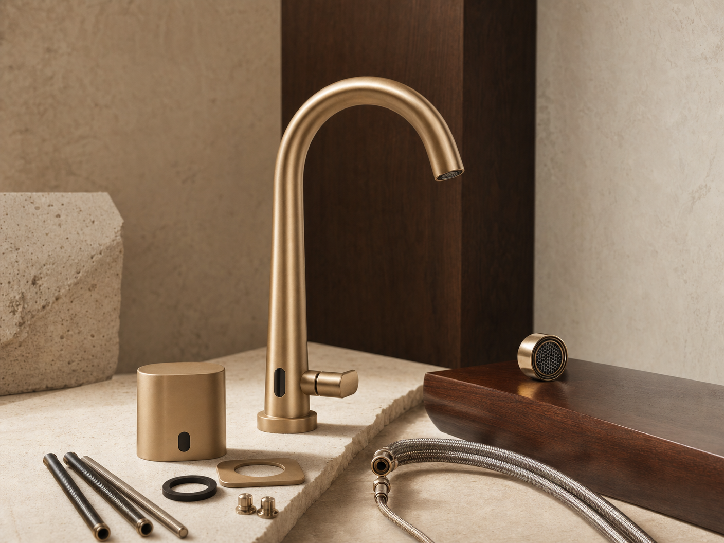 Aura Touchless Faucet Suite — Close detail of touchless faucet finish