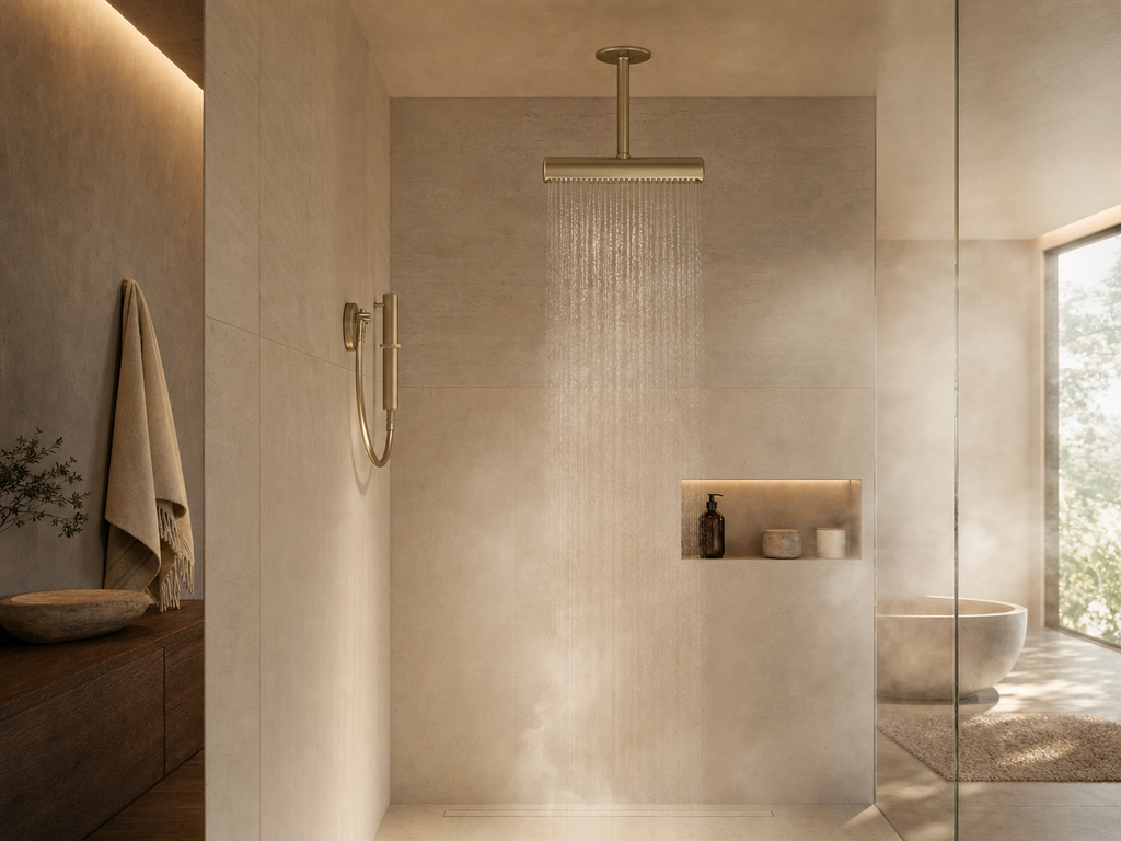Oasis Filtered Spa Shower — Spa bathroom filtered shower lifestyle