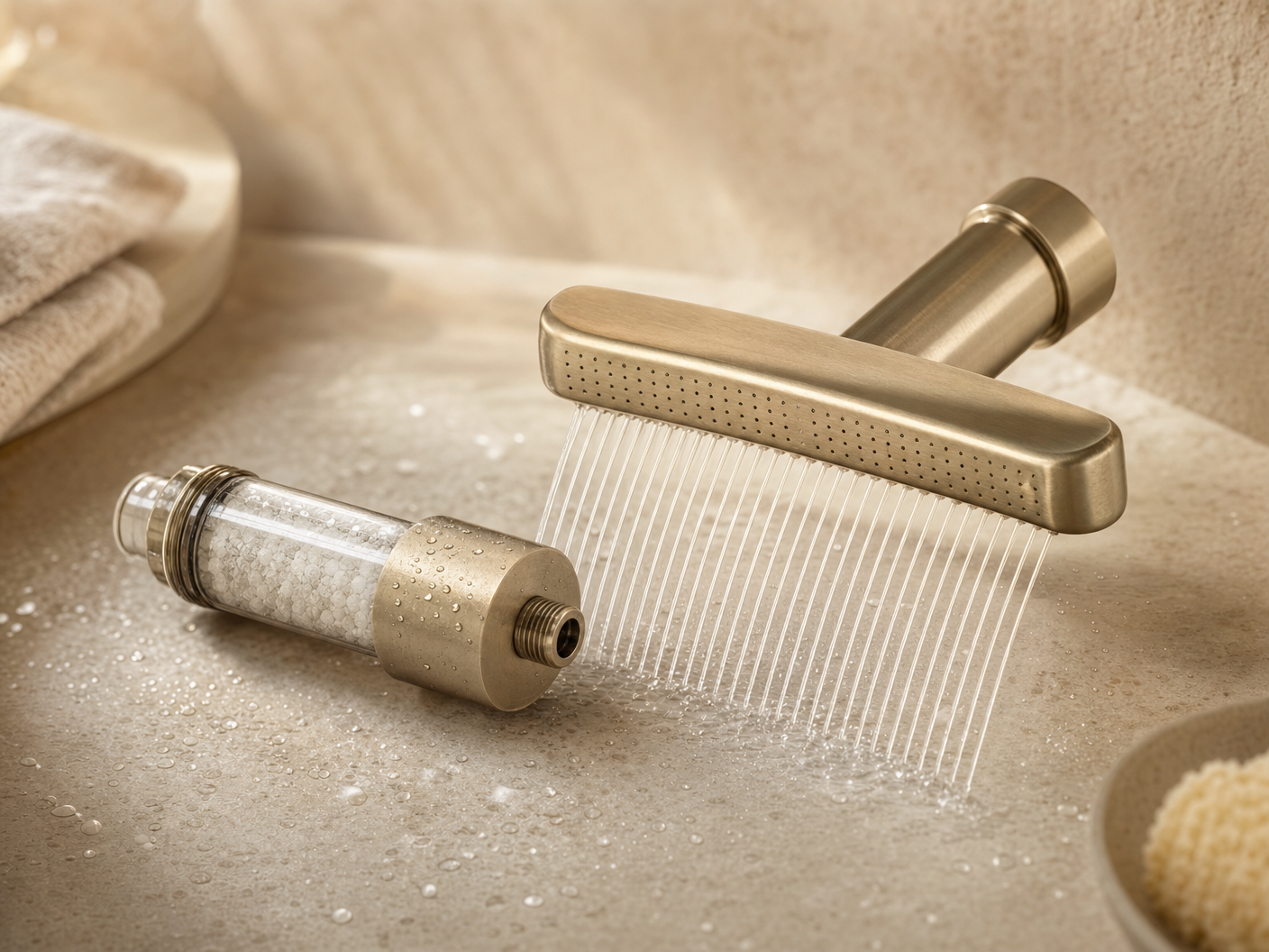 Oasis Filtered Spa Shower — Close detail of filtered shower finish